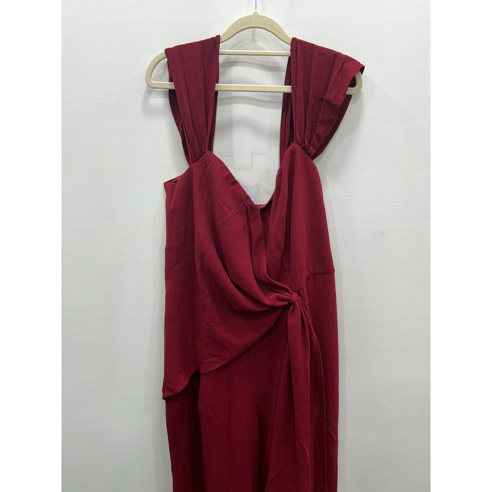 NWT City Chic Gabriela Jumpsuit Womens 18 Burgundy Red Draped‎ Wide Leg Evening - Picture 3 of 11